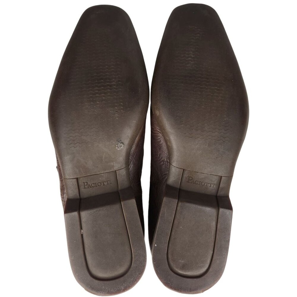 Cesare Paciotti Italy Dress Shoes Men size 9-9.5 Brown Leather Square-toe Loafer - Picture 4 of 9